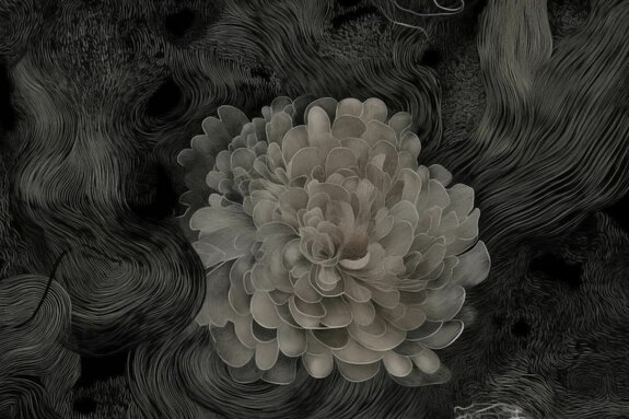 Monochromatische bloemenabstractie in een moderne stijl