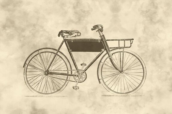 Vintage fiets in minimalistische lijnkunst