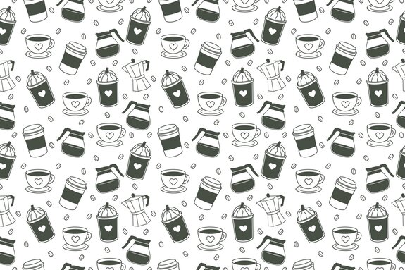 Koffieboonmotief met kopjes