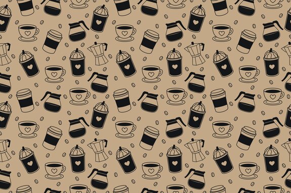 Decoratief koffieboonmotief met kopjes