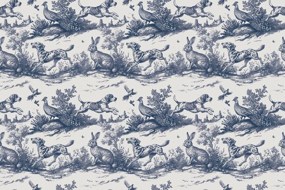 Weide met honden en hazen