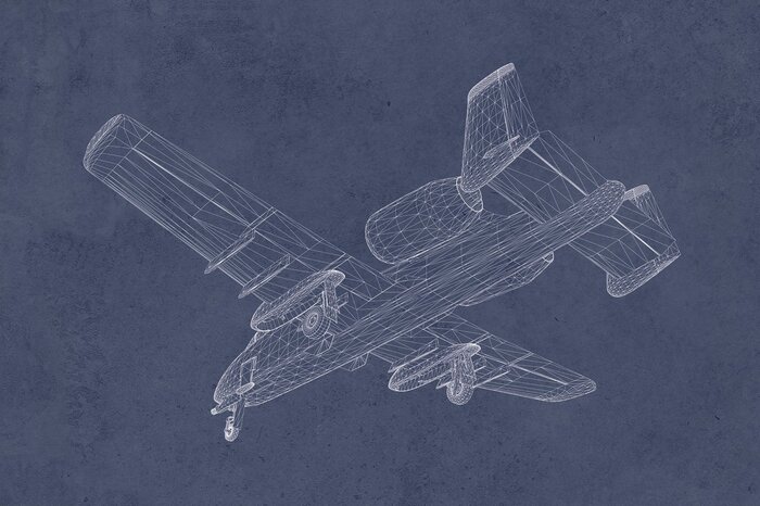 Schets van een vliegtuig op een gestructureerde achtergrond