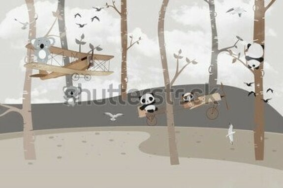 Schattige koala&#39;s en panda&#39;s spelen in de jungle