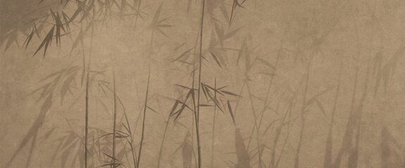 Bamboescheuten tegen de muur