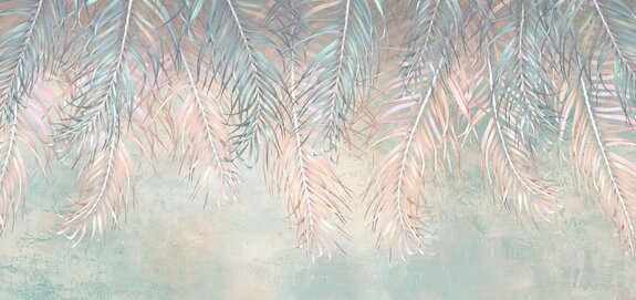 Blauwe en roze palmbladeren