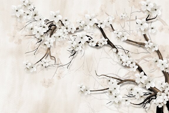 3d kersenbloesem op een lichte achtergrond