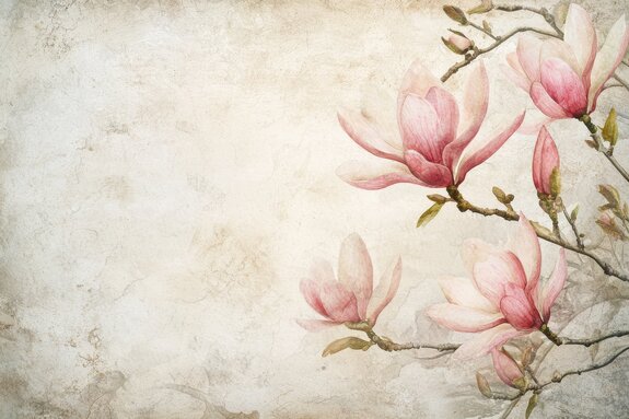 Roze magnolia&#39;s in retrostijl