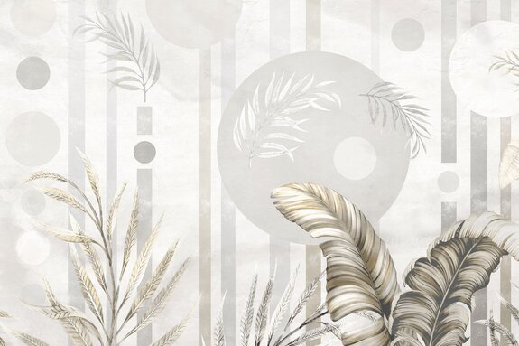 Tropische bladeren op een geometrische achtergrond