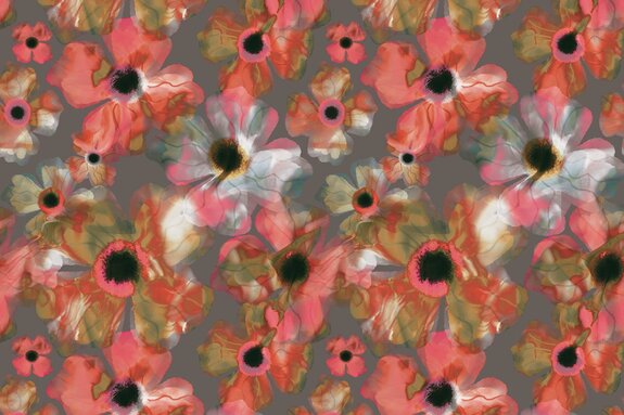 Abstracte klaprozen op een grijze achtergrond