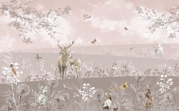 Wild open landschap met herten en bosdieren