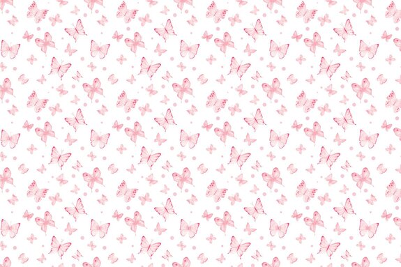 Watercolor butterflies and dots on a white background, delicate children's pattern