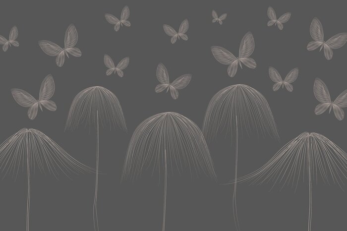 Minimalistisch vlinderpatroon op een donkere achtergrond, elegante graphics