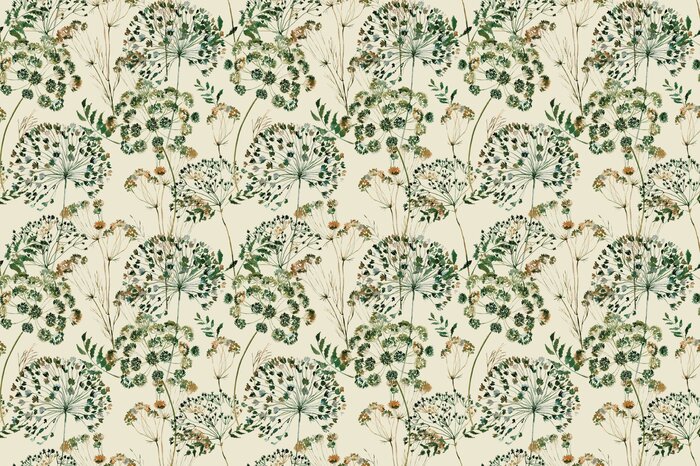 Aquarel paardenbloemen en wilde bloemen - een delicaat plantenmotief op een lichte achtergrond