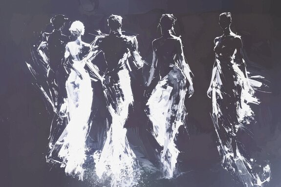 Mysterieuze menselijke silhouetten modern abstract patroon