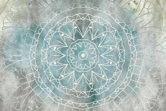 Lijnen die mandala&#39;s vormen op een blauwe achtergrond