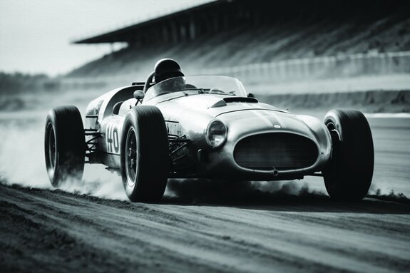 Formule 1-auto&#39;s op volle snelheid op de baan