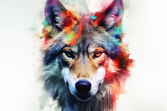 Realistisch aquarelportret van een wolf