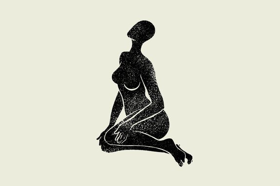 Een subtiele tekening van een vrouwelijk silhouet in het zwart