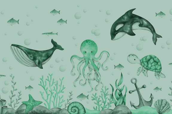 Onderwaterwereld met octopus en vis