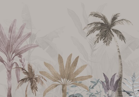 Colorful palms on a gray background