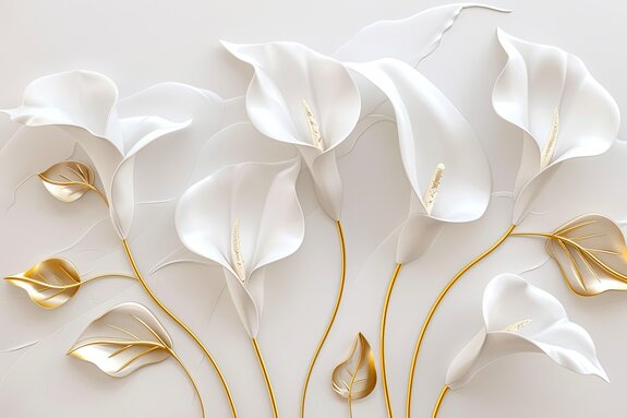 Glamoureuze witte calla&#39;s en gouden bladeren
