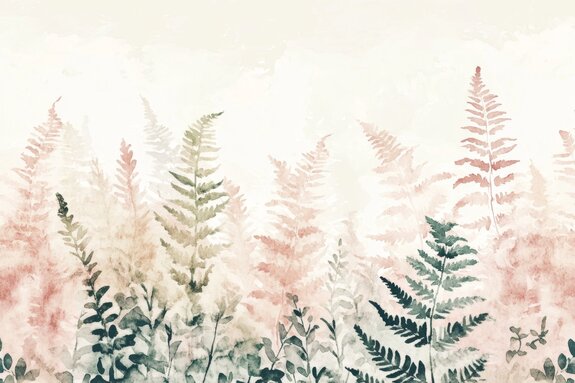 Roze en groene varenbladeren