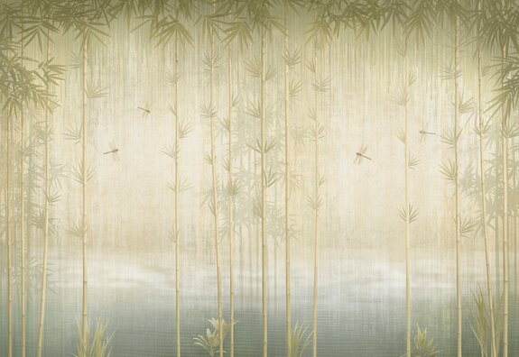 Abstract bamboebos met libellen