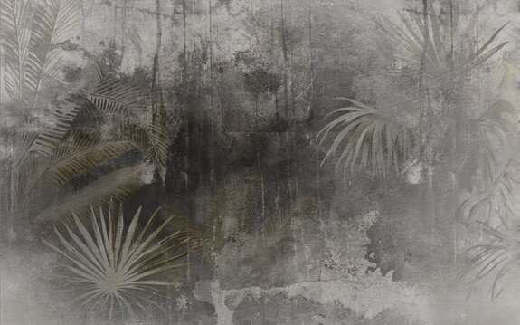 Delicate tropische planten op beton