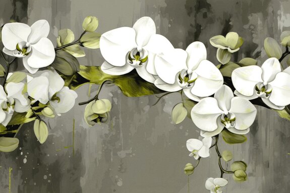 Geschilderde witte orchideeënbloemen