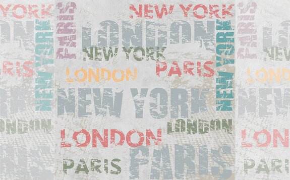 Kleurrijke stadsnamen londen parijs new york