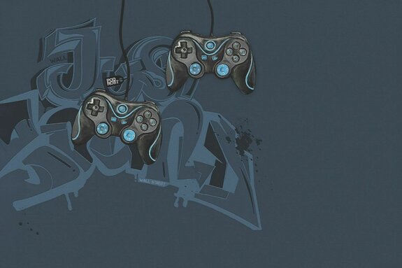 Marinegraffiti met gamepads