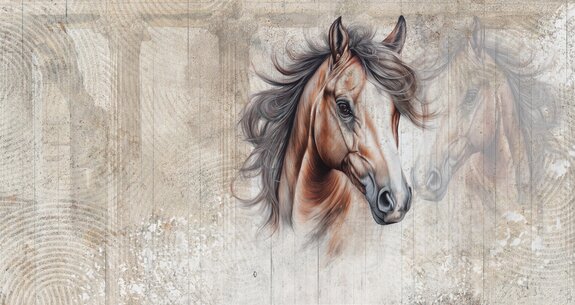 Paardenkop tegen de muur