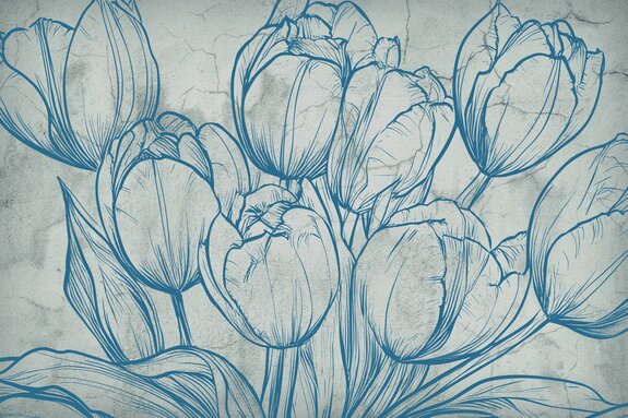 Marineblauwe tulpen op een betonnen achtergrond