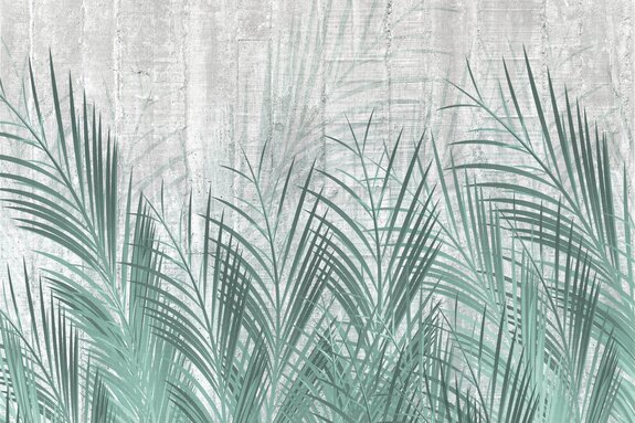 Groene palmbladeren op beton