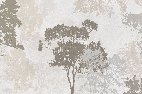 Bomenlandschap in tinten beige, bruin en grijs