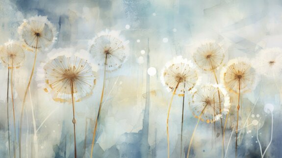 Wildflowers in abstract style on watercolor background artistic pattern