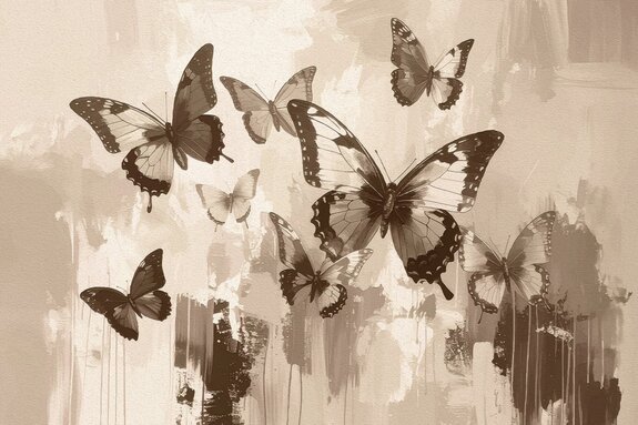 Butterflies in watercolor style on a textured background, delicate artistic pattern