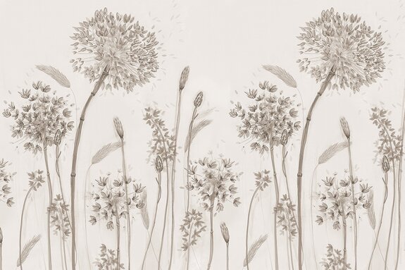 Dandelions and delicate wild plants, beige minimalist-style graphic
