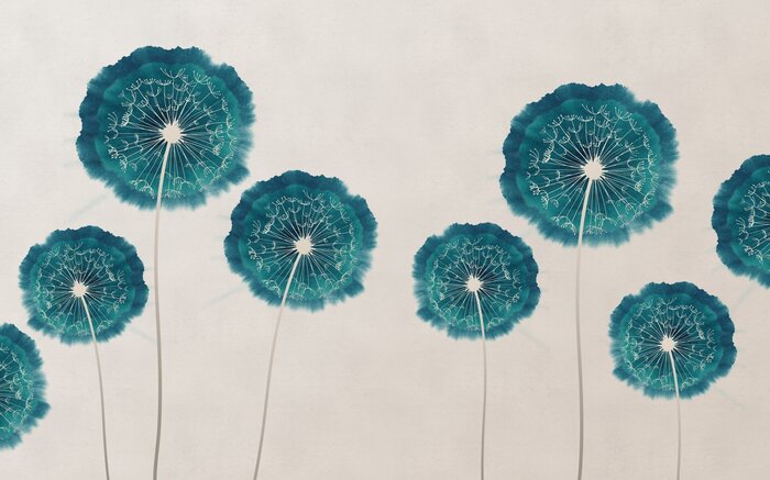 Turquoise paardebloemen aquarelstijl abstract botanisch patroon