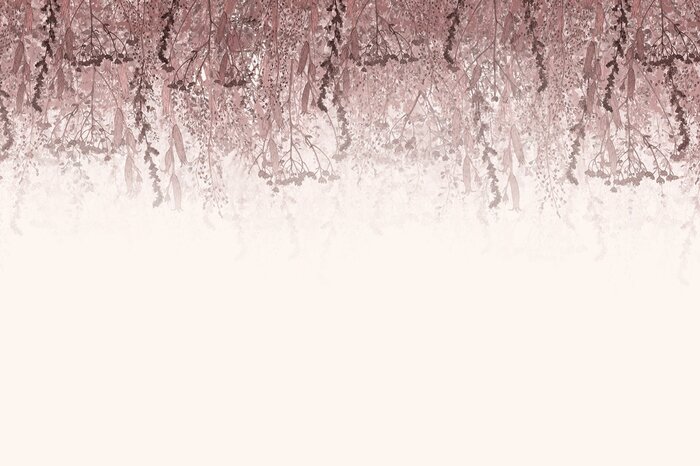 Delicaat roze bloemen- en hangplantenpatroon op een lichte achtergrond