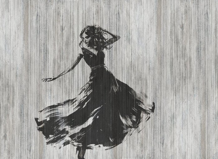 Dansende vrouw abstract op een gestructureerde achtergrond met strepen