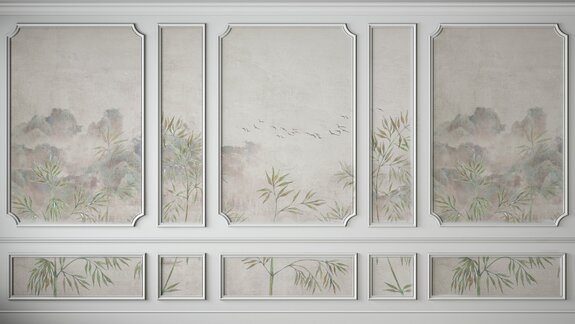 Landschap met groene planten in stucwerk