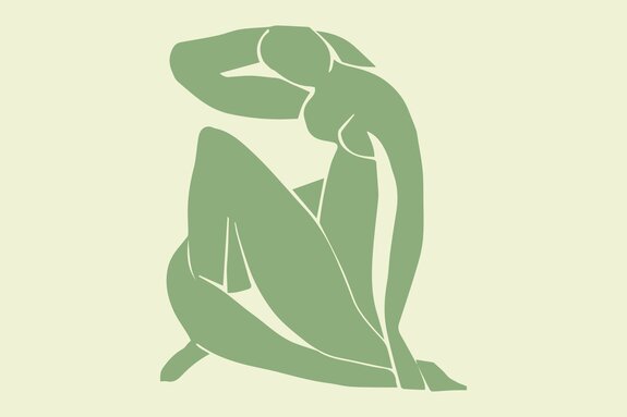 Een delicate omtrek van een vrouwenfiguur op een lichte achtergrond