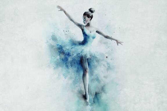 Een delicate ballerina in aquarelvorm