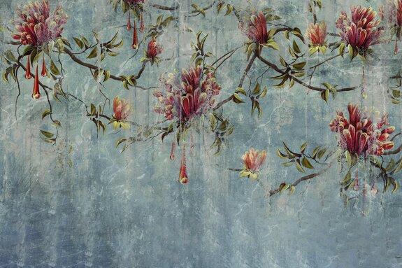 Rustieke achtergrond met boomtakken en bloemen