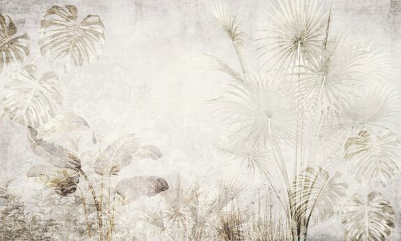 Een delicaat botanisch patroon in beige