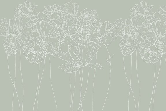 Schets van een weide met wilde bloemen