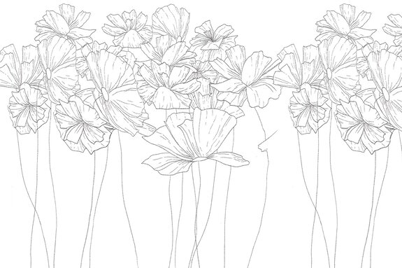 Schets van wilde bloemen op een lichte achtergrond