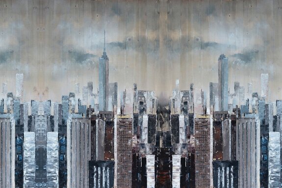 Artistieke imitatie van het amerikaanse stedelijke landschap