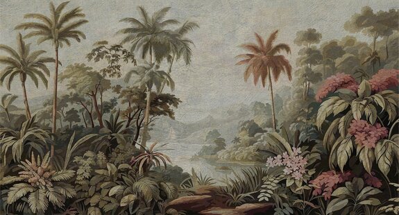 Jungle tropisch landschap in aquarelstijl